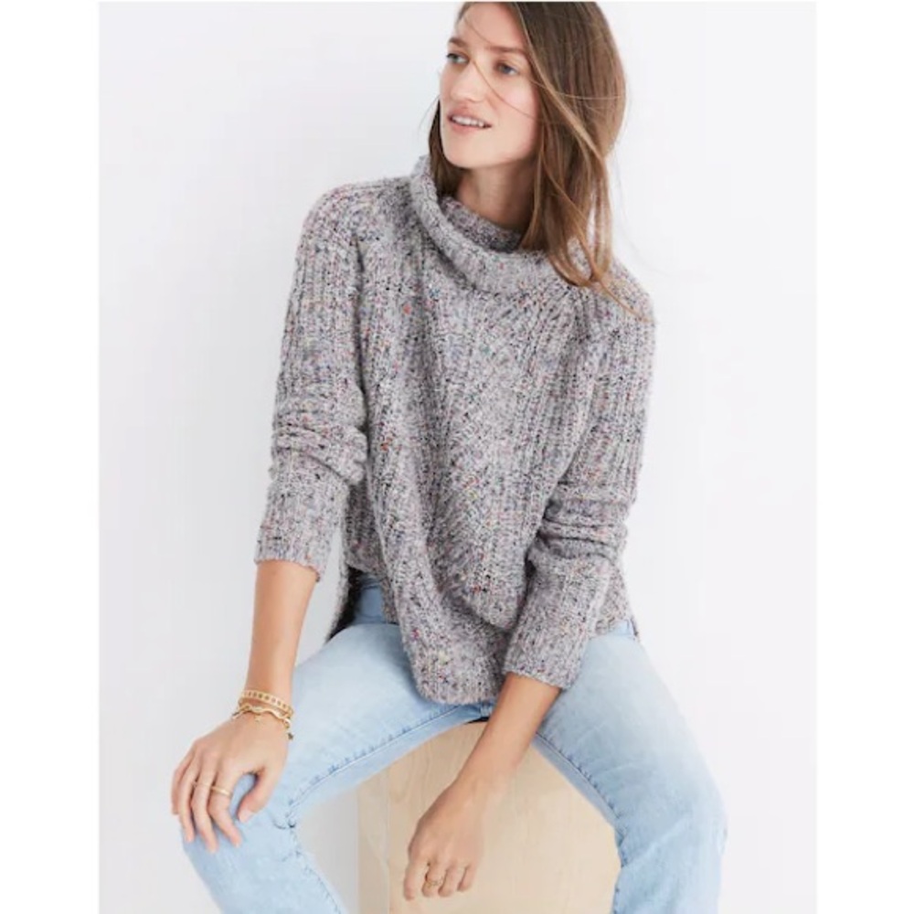 Women’s Madewell Colorfleck Ribbed Turtleneck Sweater